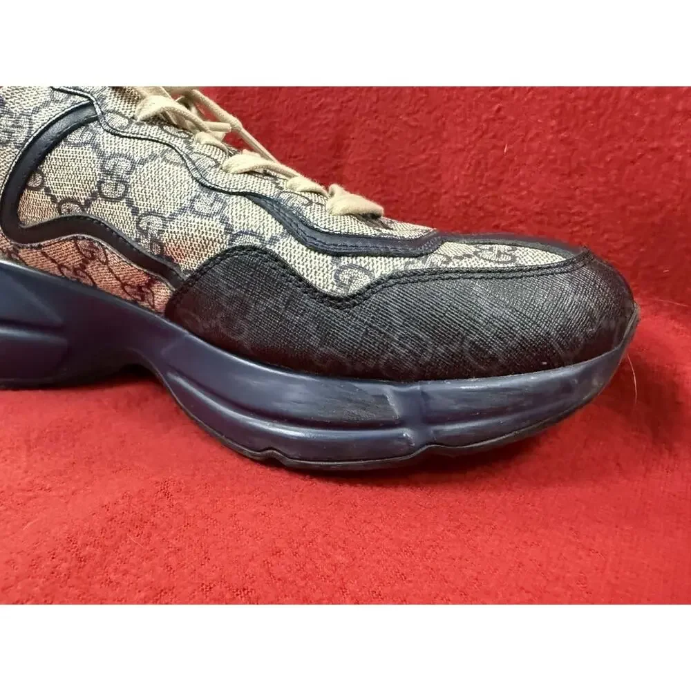 Gucci GG Rhyton Beige Blue Supreme Monogram Sneakers EU 41/ Gucci 7 /US 7.5